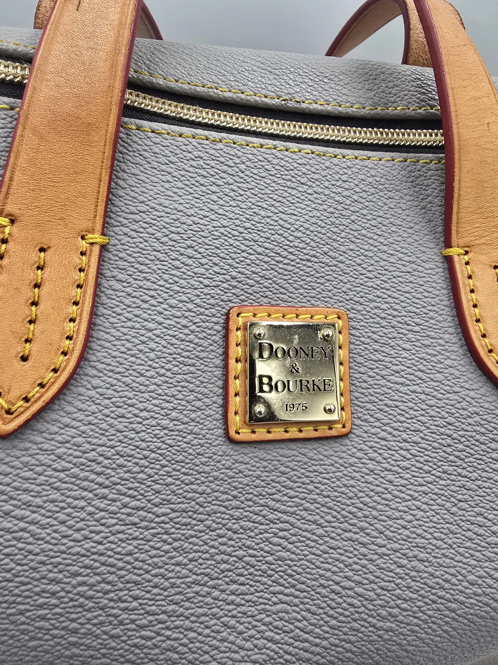 DOONEY & BOURKE Carley Olivia Satchel Grey Coated Cotton Barrel Bag Crossbody